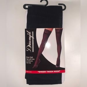 Dreamgirl Black Laced Stay-up Sheer Thigh High One Size Fits Most
